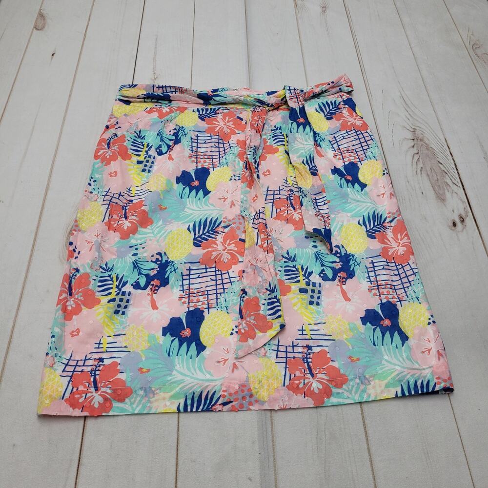 Sweet Salt modest pencil skirt tropical island tie waist midi XXL cotton
